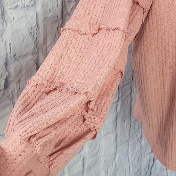 143 STORY BY LINE UP Pink Ruffled Sleeves Oversized Blouse Large - Picture 3 of 6